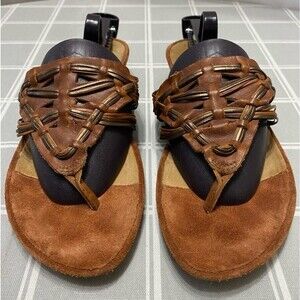Clarks Artisan Brown Slip on Shoes Sandals Womens Strappy Leather 8 M  87087